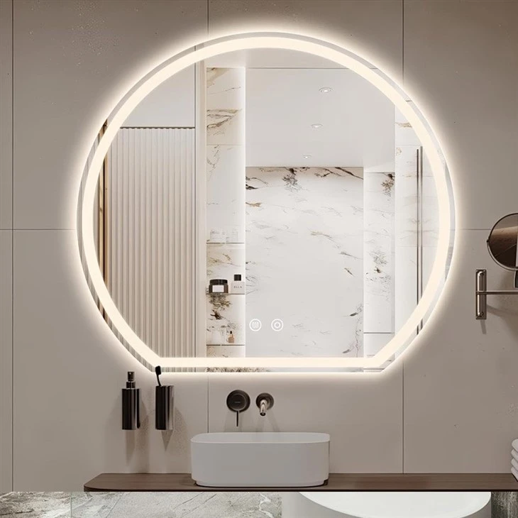 mirror on bathroom wall